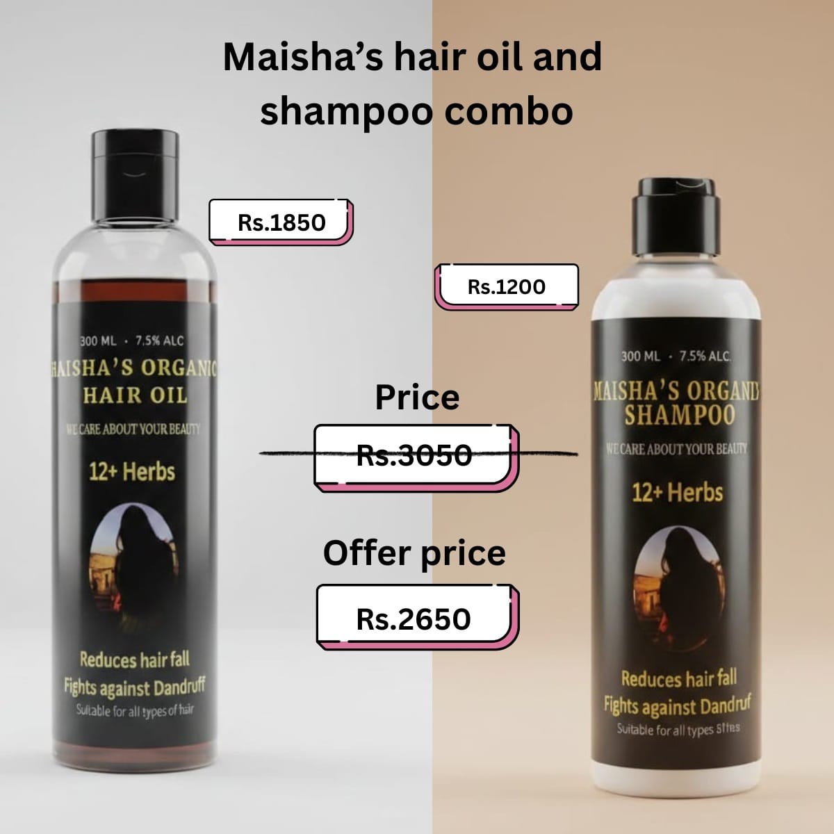 Maisha’s Organic Hair Oil and shampoo combo