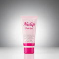 Pink lip balm tube labeled 'Nulip Pink Lips' on a gray background